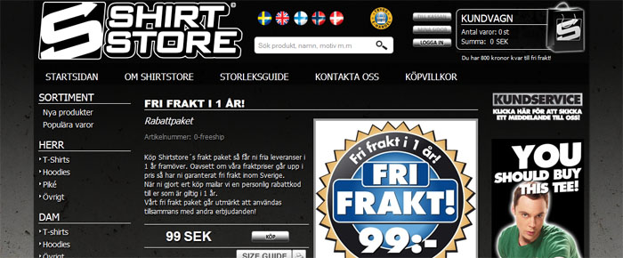 Fri frakt för 99 kronor