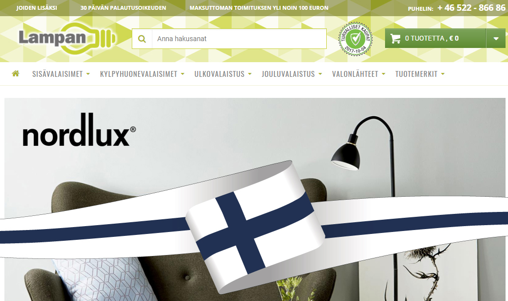Lampan öppnar e-handel i Finland: "Ett viktigt steg"