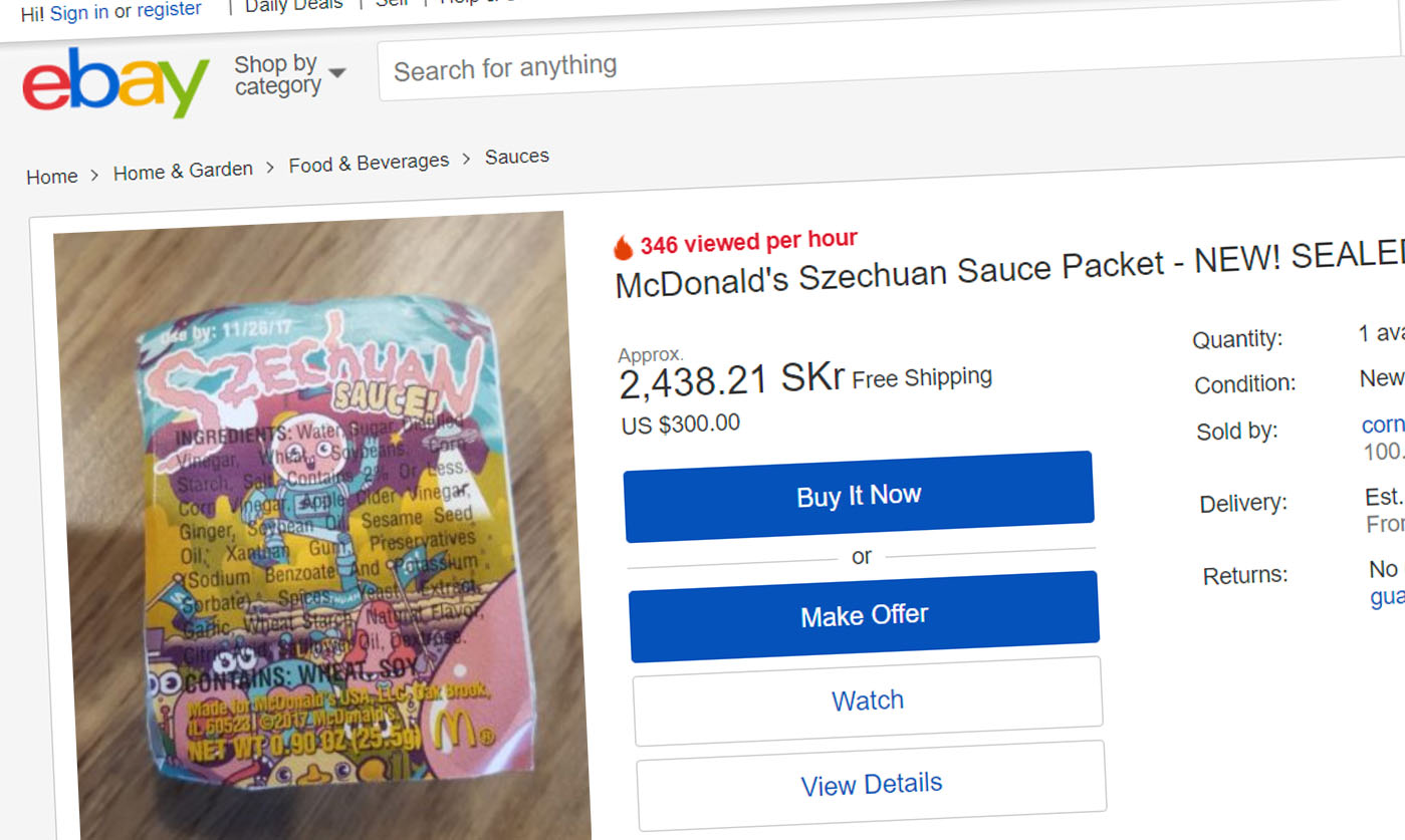 Szechuansås-hysteri leder till absurda Ebay-försäljningar