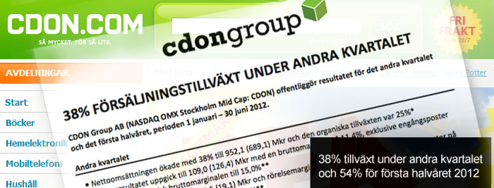 CDON Group visar fortsatt försäljningstillväxt