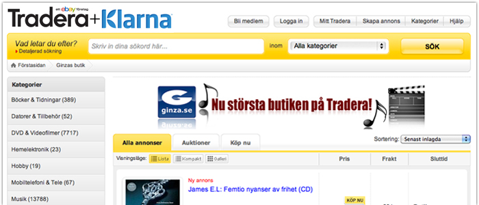 Nu kan du ta betalt med Klarna på Tradera