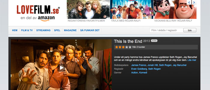 Lovefilm lägger ner sin verksamhet i Skandinavien