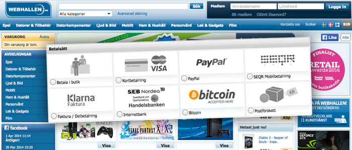 Stor svensk E-handlare tar nu emot Bitcoin i kassan
