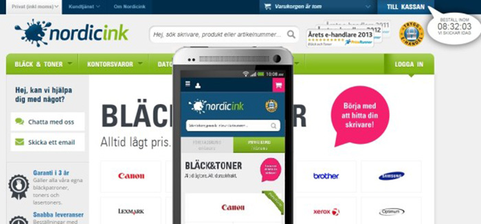 NordicInk gör det enklare att handla bläck i mobilen