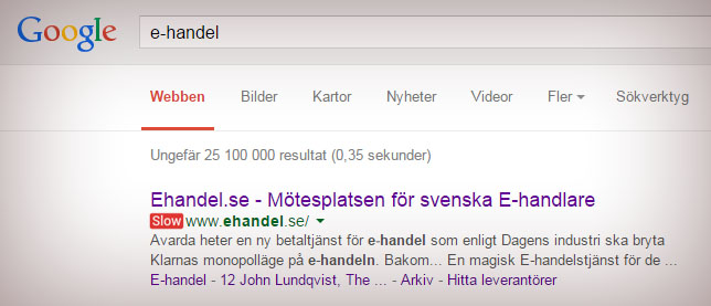 Google varnar användare för sidor som är långsamma