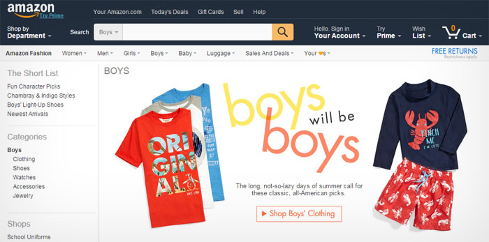 Amazon tar bort sorteringen för pojk- och flickleksaker