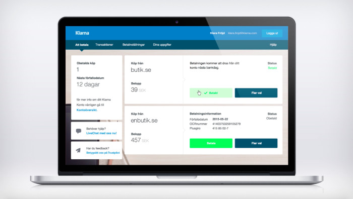Betala Klarna-fakturan med ett enda klick