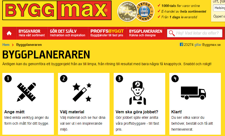 Byggmax nya tjänst - designa byggprojekt direkt i webbutiken