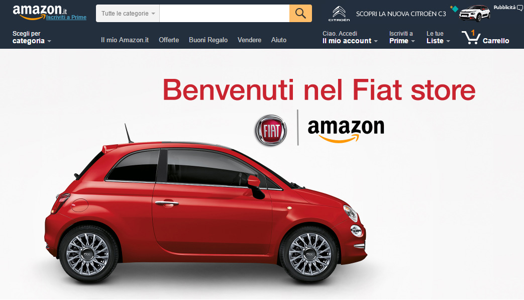 Fiat omfamnar e-handeln - börjar sälja på Amazon